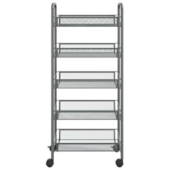 vidaXL 5-Tier Kitchen Trolley Grey 46x26x105 cm Iron 3