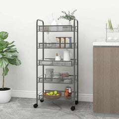 vidaXL 5-Tier Kitchen Trolley Grey 46x26x105 cm Iron 1