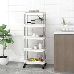 vidaXL 5-Tier Kitchen Trolley White 42x29x128 cm Iron and ABS 1