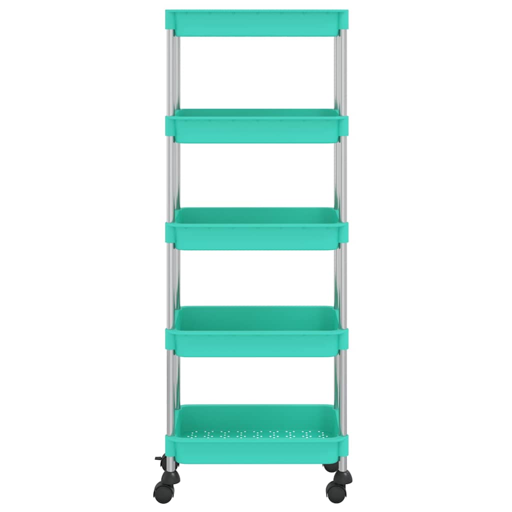vidaXL 5-Tier Kitchen Trolley Turquoise 42x29x128 cm Iron and ABS 3