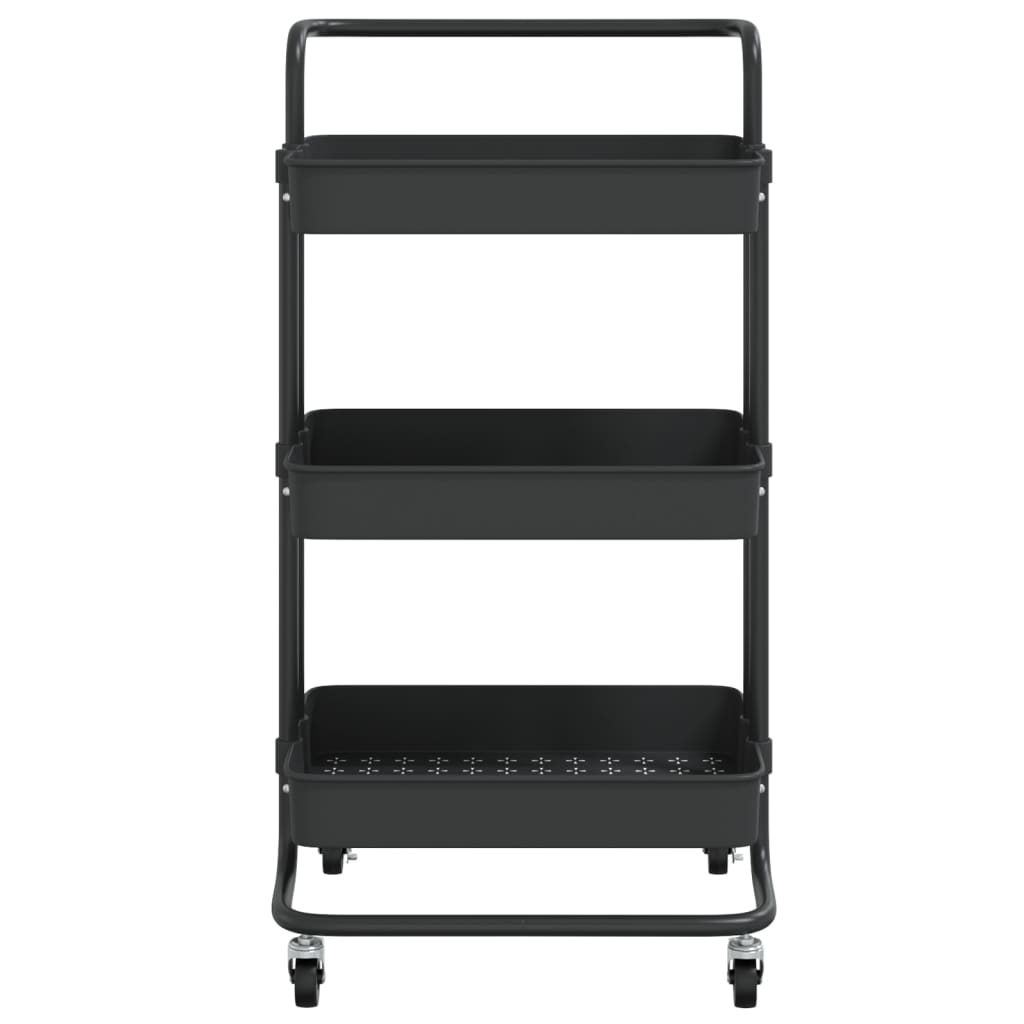 vidaXL 3-Tier Kitchen Trolley Black 42x35x85 cm Iron and ABS 3