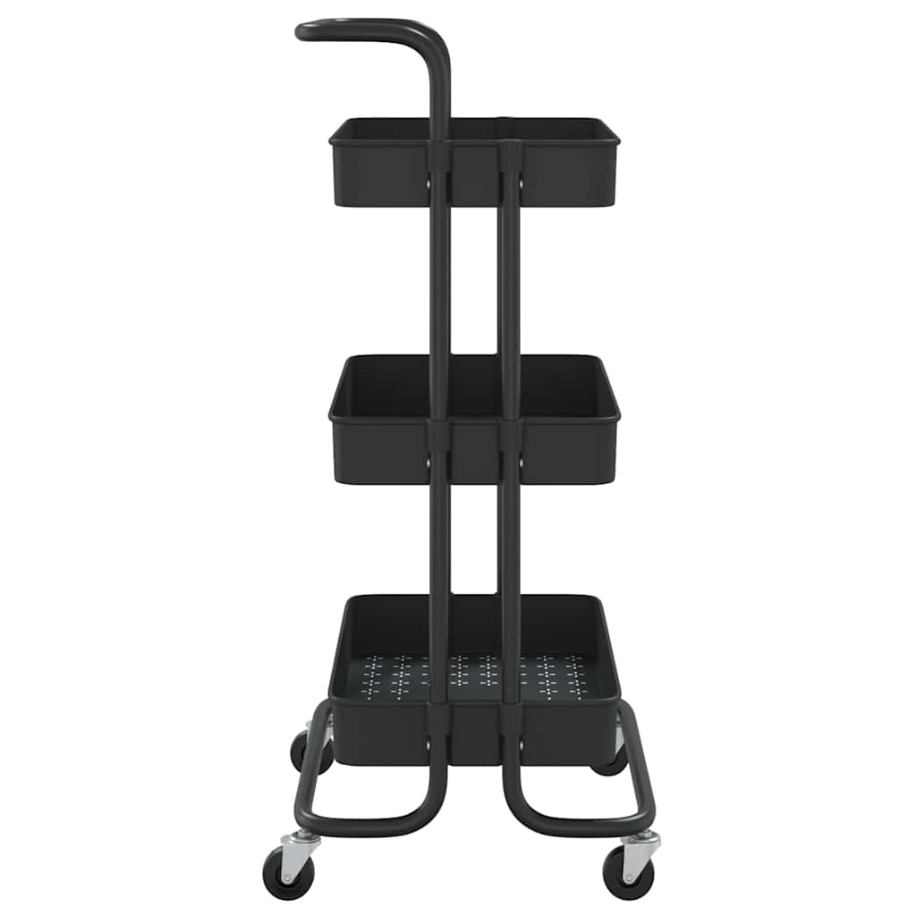 vidaXL 3-Tier Kitchen Trolley Black 42x35x85 cm Iron and ABS 4