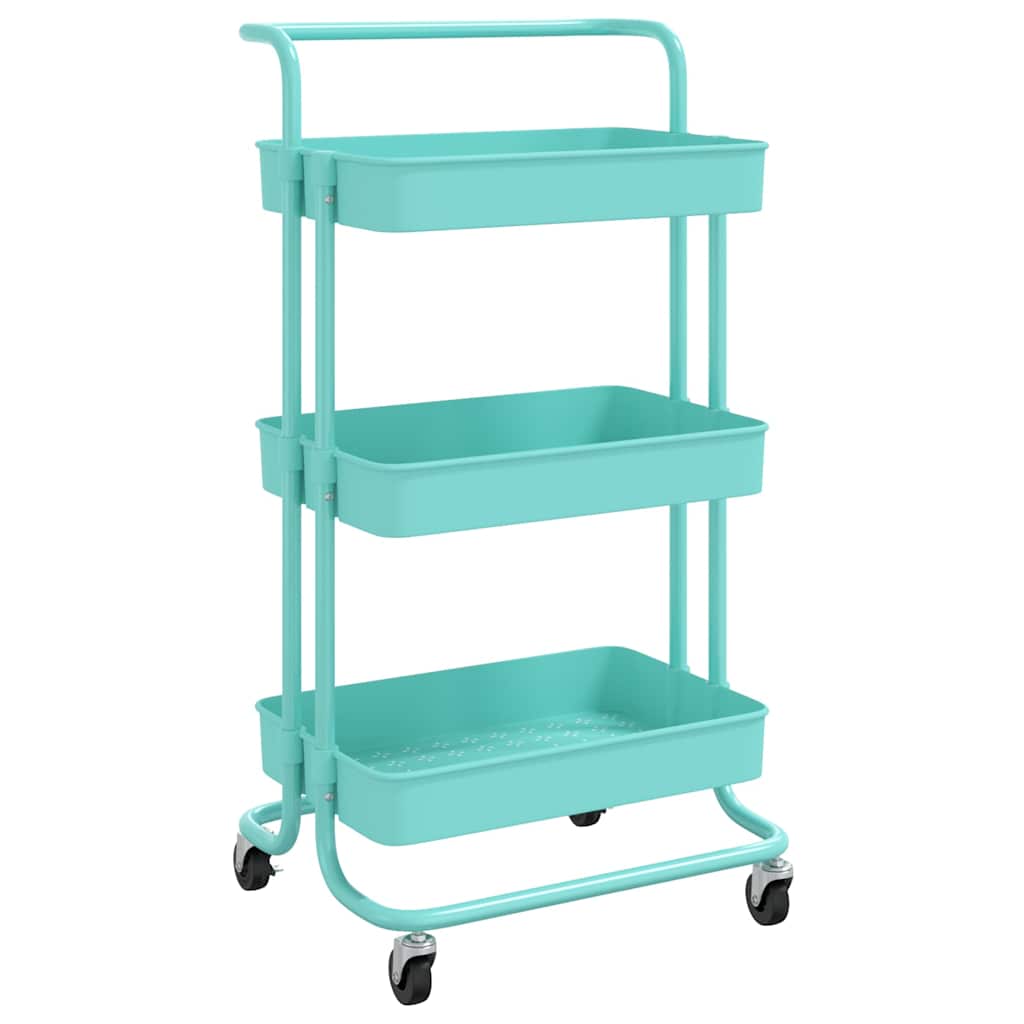vidaXL 3-Tier Kitchen Trolley Turquoise 42x35x85 cm Iron and ABS 2
