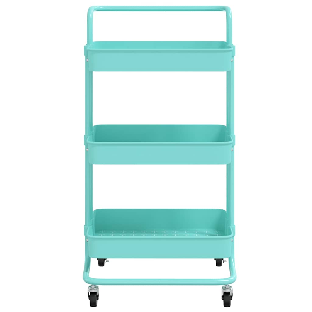 vidaXL 3-Tier Kitchen Trolley Turquoise 42x35x85 cm Iron and ABS 3