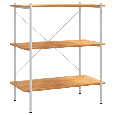 3-Tier Shelving Unit White and Oak 80x40x92 cm