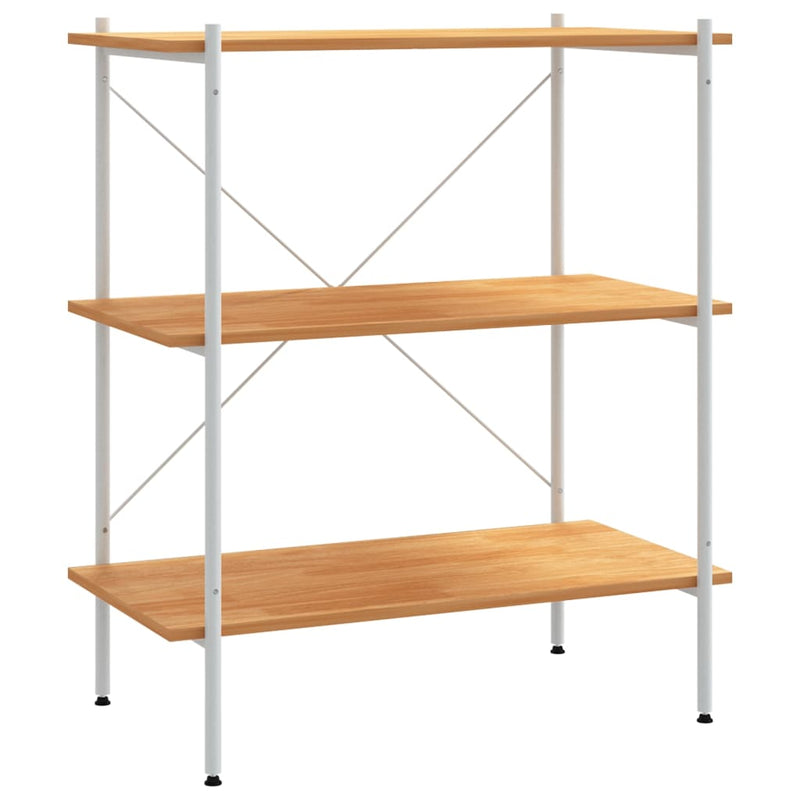 3-Tier Shelving Unit White and Oak 80x40x92 cm