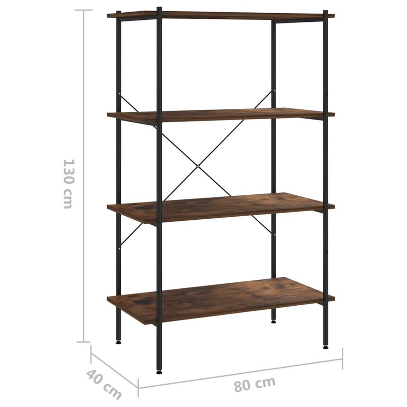 4-Tier Shelving Unit Black and Dark Wood 80x40x130 cm