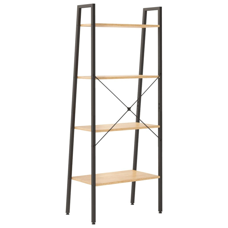 4-Tier Standing Shelf Light Brown and Black 56x35x140 cm