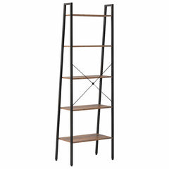 vidaXL Standing Shelf | Dark brown and black | Engineered wood, Steel | Tall 5