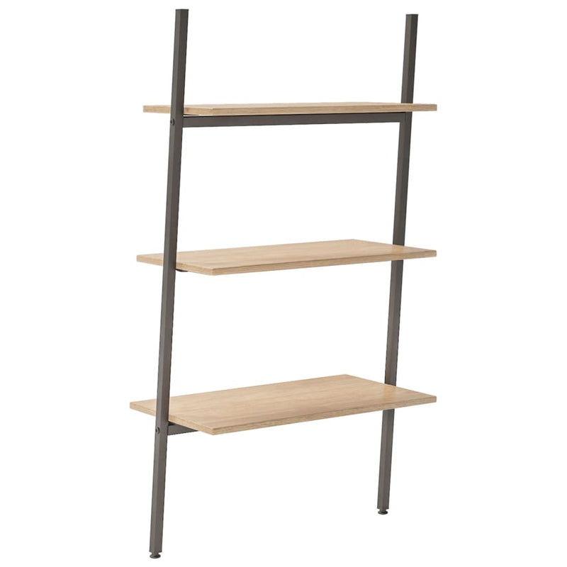 3-Tier Leaning Shelf Light Brown and Black 64x34x116 cm