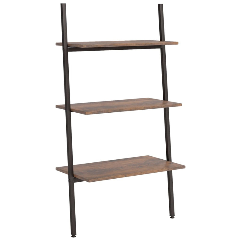 3-Tier Leaning Shelf Dark Brown and Black 64x34x116 cm