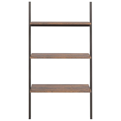 3-Tier Leaning Shelf Dark Brown and Black 64x34x116 cm