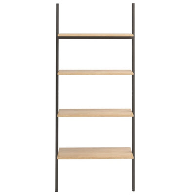 4-Tier Leaning Shelf Light Brown and Black 64x34x150.5 cm