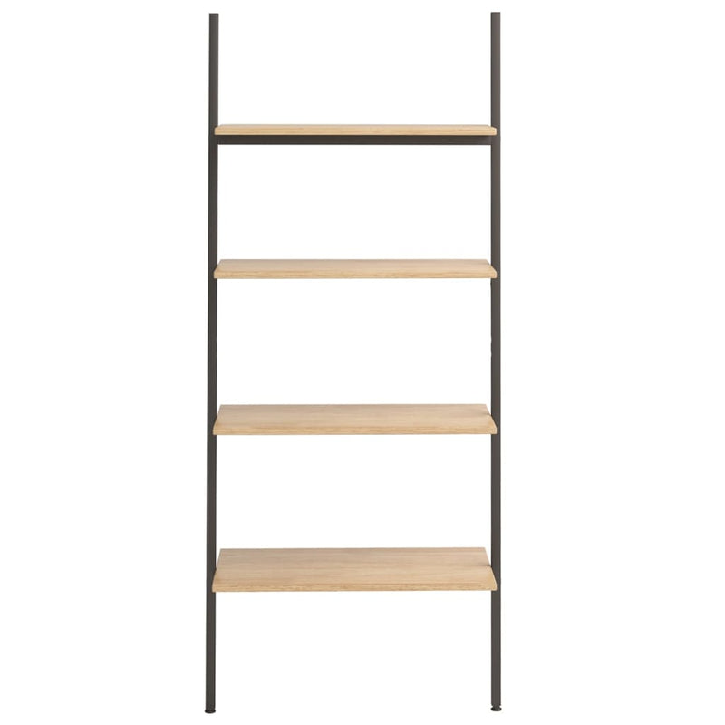 4-Tier Leaning Shelf Light Brown and Black 64x34x150.5 cm