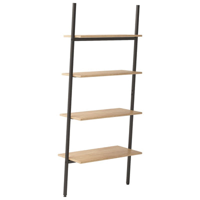 4-Tier Leaning Shelf Light Brown and Black 64x34x150.5 cm