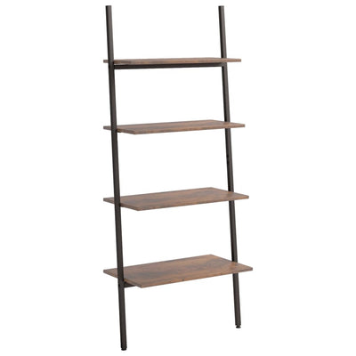 4-Tier Leaning Shelf Dark Brown and Black 64x34x150.5 cm