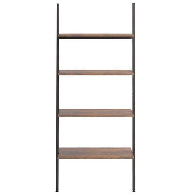 4-Tier Leaning Shelf Dark Brown and Black 64x34x150.5 cm