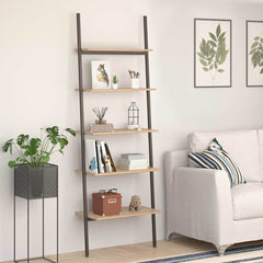 vidaXL Leaning Shelf | Light brown and black | Engineered wood and steel 1