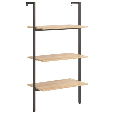 3-Tier Leaning Shelf Light Brown and Black 64x35x120.5 cm