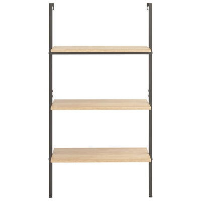 3-Tier Leaning Shelf Light Brown and Black 64x35x120.5 cm