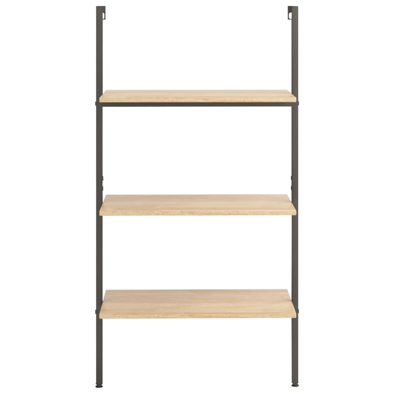 3-Tier Leaning Shelf Light Brown and Black 64x35x120.5 cm