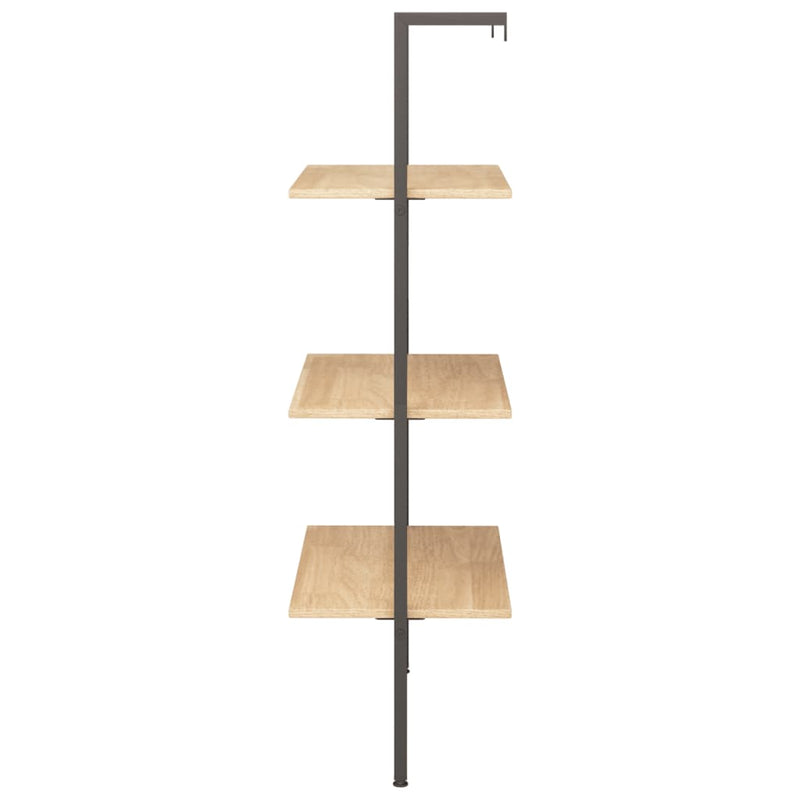 3-Tier Leaning Shelf Light Brown and Black 64x35x120.5 cm