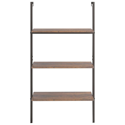 3-Tier Leaning Shelf Dark Brown and Black 64x35x120.5 cm