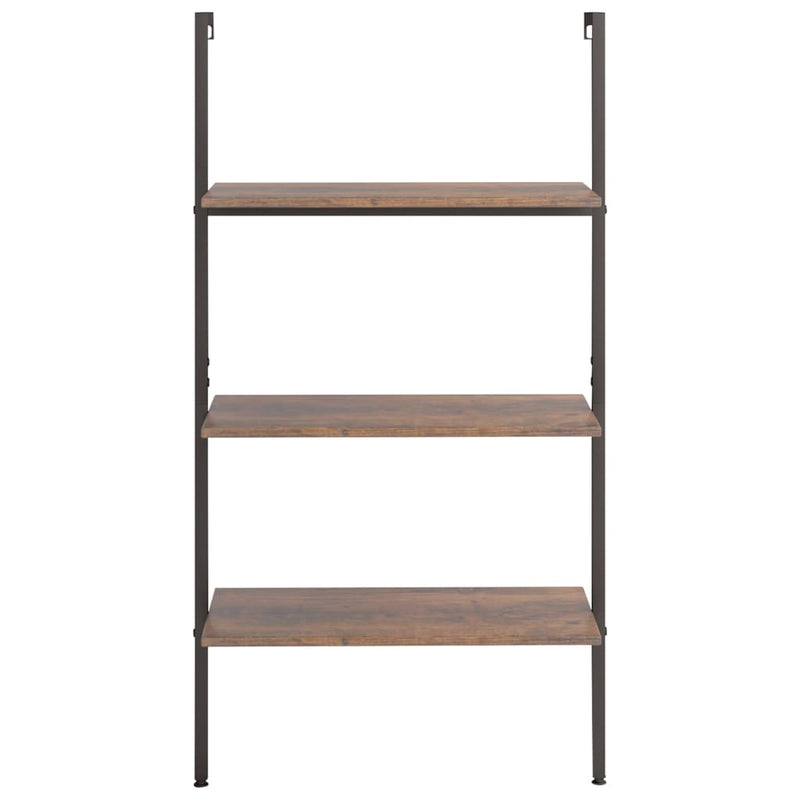 3-Tier Leaning Shelf Dark Brown and Black 64x35x120.5 cm