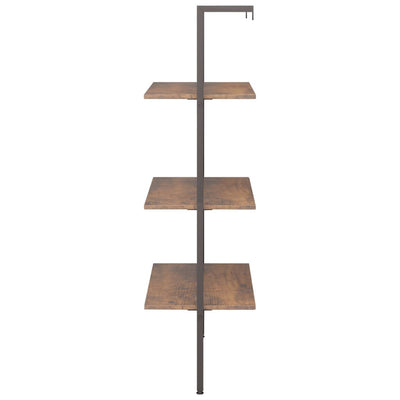 3-Tier Leaning Shelf Dark Brown and Black 64x35x120.5 cm