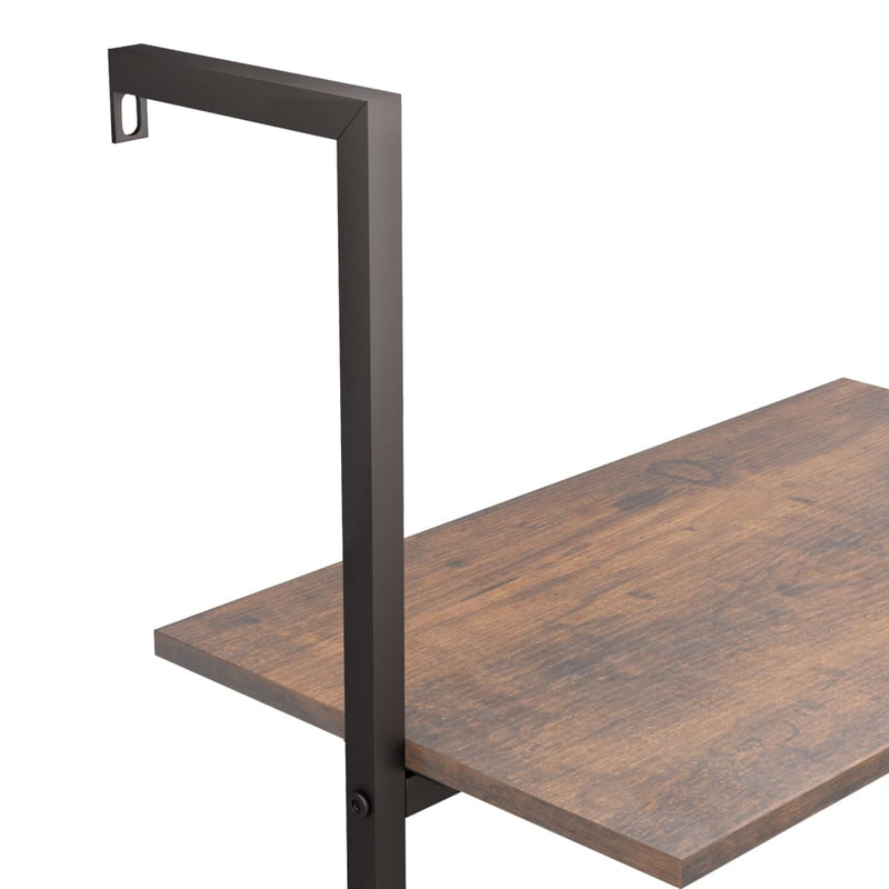 3-Tier Leaning Shelf Dark Brown and Black 64x35x120.5 cm