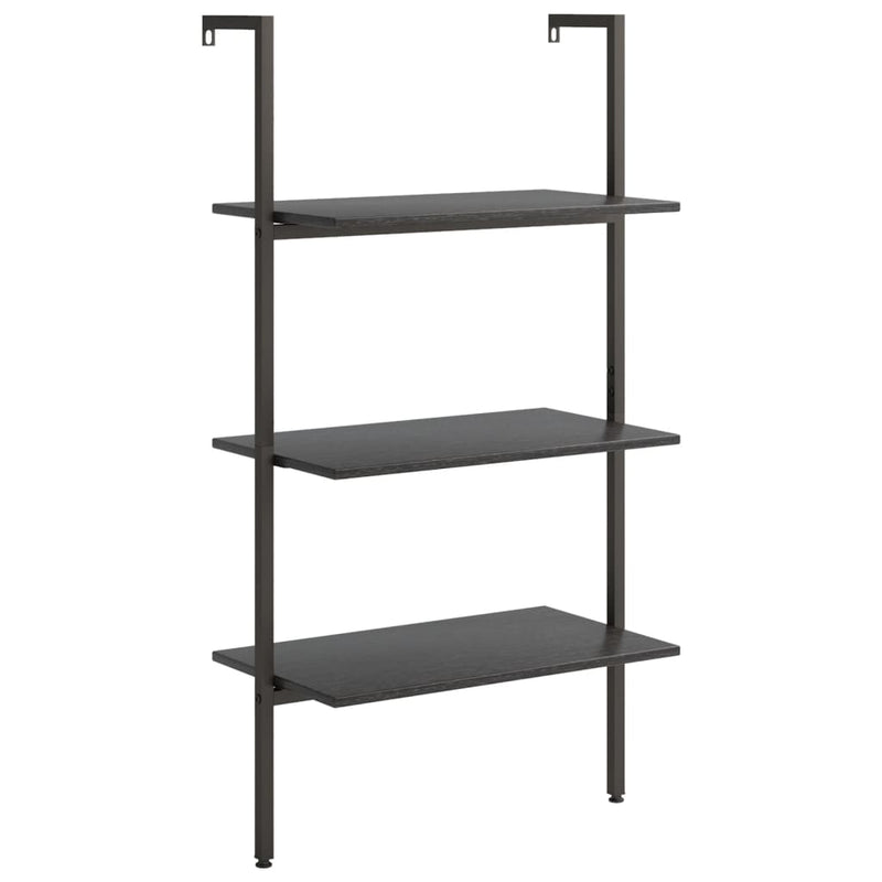 3-Tier Leaning Shelf Black 64x35x120.5 cm