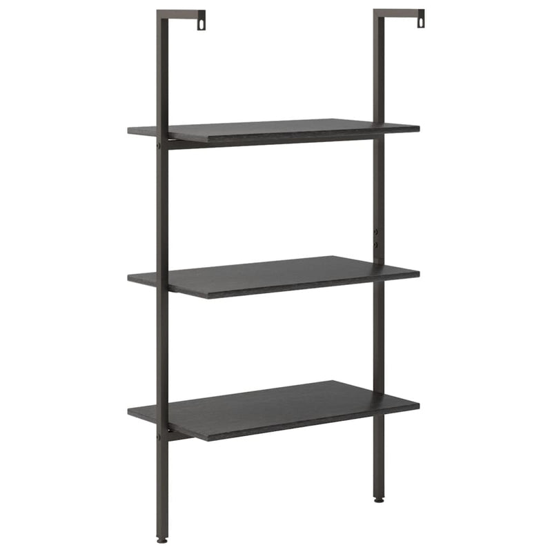 3-Tier Leaning Shelf Black 64x35x120.5 cm