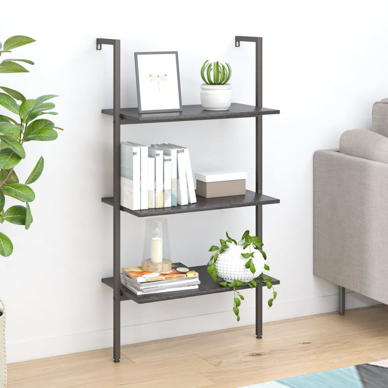 3-Tier Leaning Shelf Black 64x35x120.5 cm