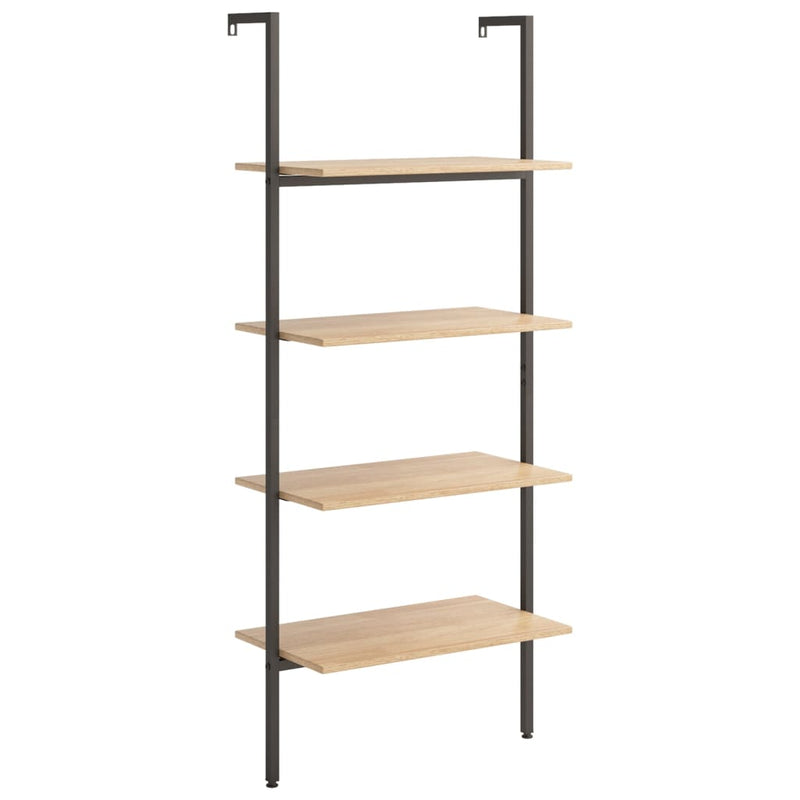 4-Tier Leaning Shelf Light Brown and Black 64x35x152.5 cm