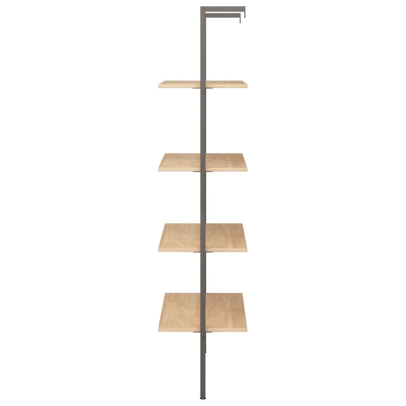 4-Tier Leaning Shelf Light Brown and Black 64x35x152.5 cm