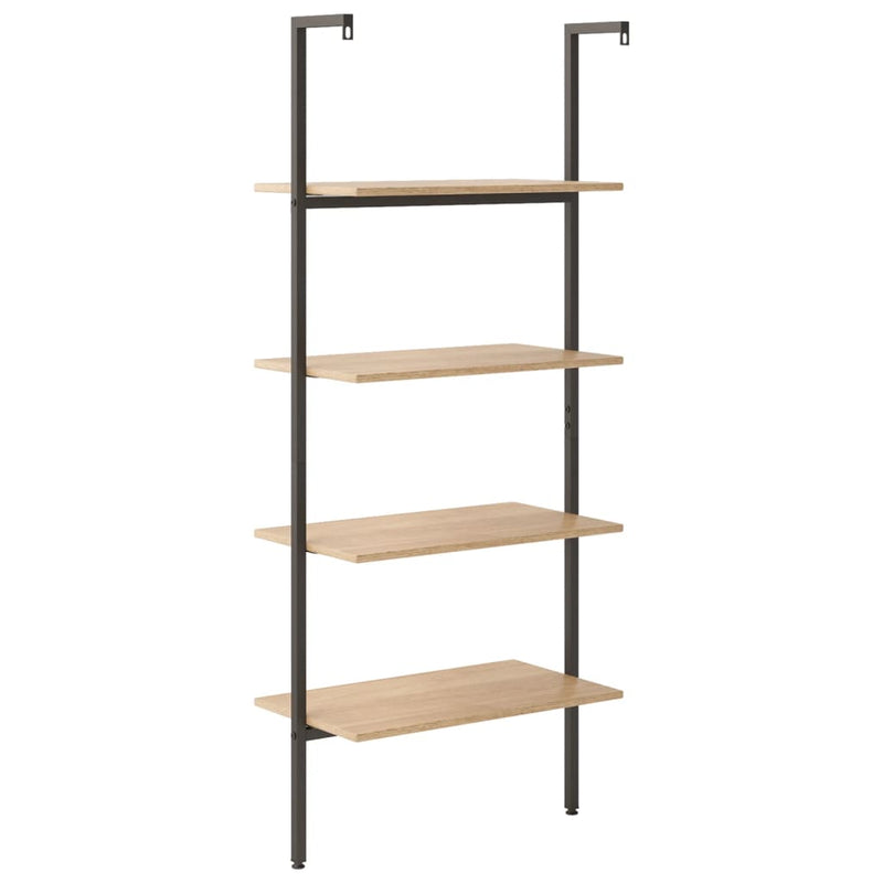 4-Tier Leaning Shelf Light Brown and Black 64x35x152.5 cm