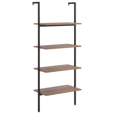 4-Tier Leaning Shelf Dark Brown and Black 64x35x152.5 cm