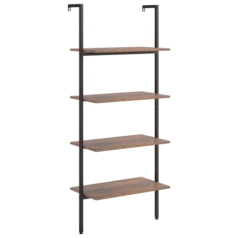 4-Tier Leaning Shelf Dark Brown and Black 64x35x152.5 cm