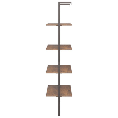 4-Tier Leaning Shelf Dark Brown and Black 64x35x152.5 cm