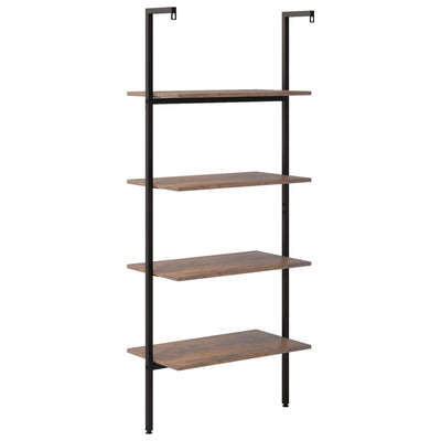 4-Tier Leaning Shelf Dark Brown and Black 64x35x152.5 cm