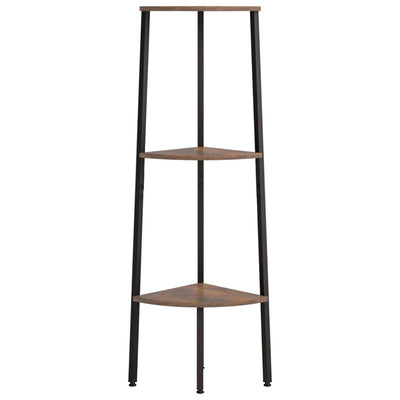 3-Tier Corner Shelf Dark Brown and Black 45.5x31.5x120 cm