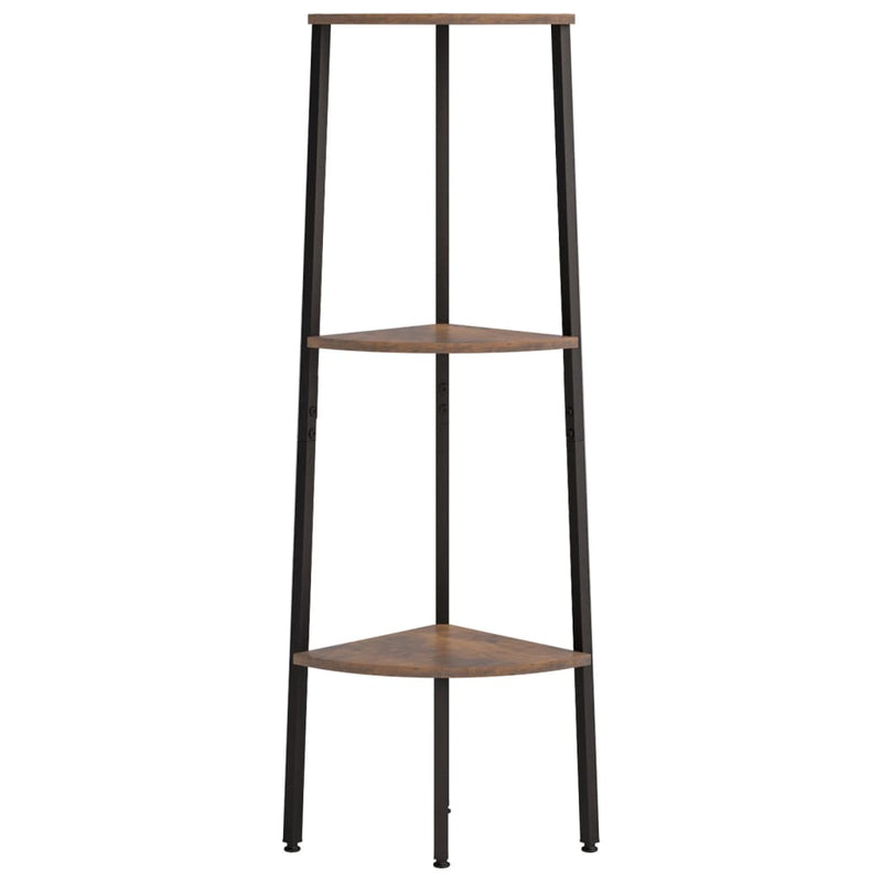 3-Tier Corner Shelf Dark Brown and Black 45.5x31.5x120 cm