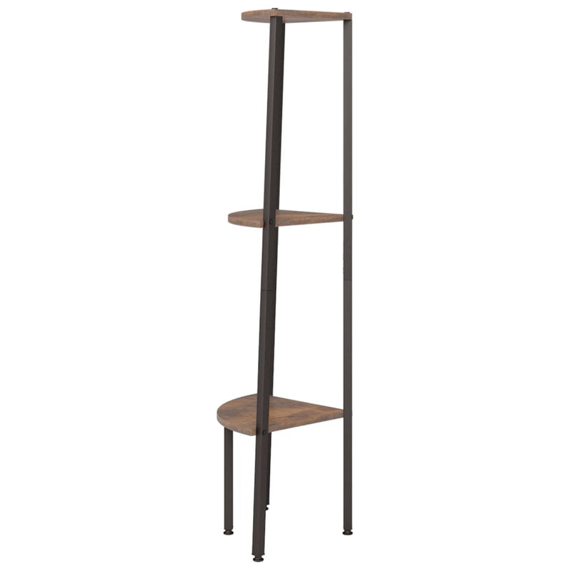 3-Tier Corner Shelf Dark Brown and Black 45.5x31.5x120 cm