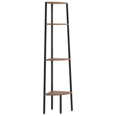 4-Tier Corner Shelf Dark Brown and Black 45.5x31.5x150 cm