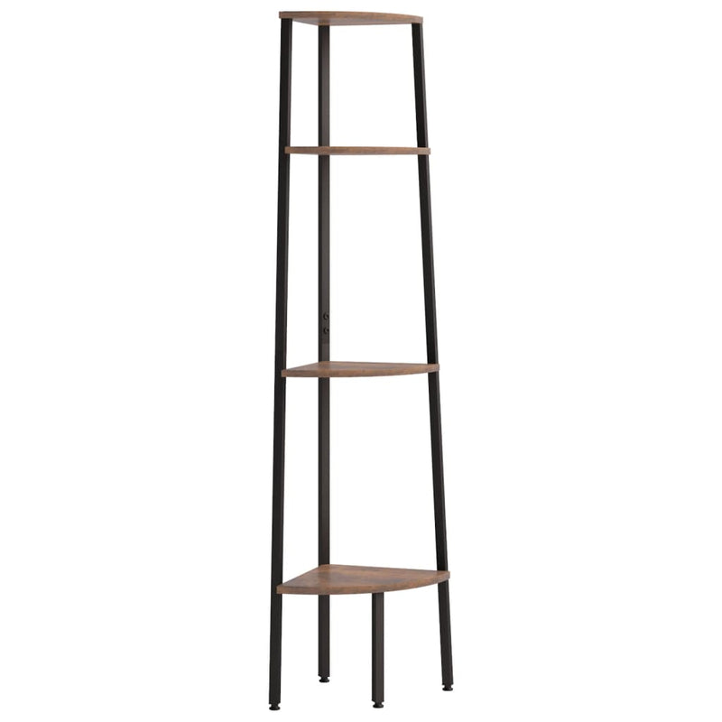 4-Tier Corner Shelf Dark Brown and Black 45.5x31.5x150 cm