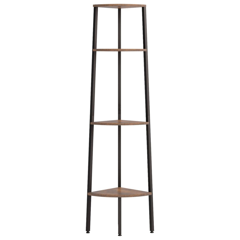 4-Tier Corner Shelf Dark Brown and Black 45.5x31.5x150 cm