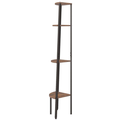 4-Tier Corner Shelf Dark Brown and Black 45.5x31.5x150 cm