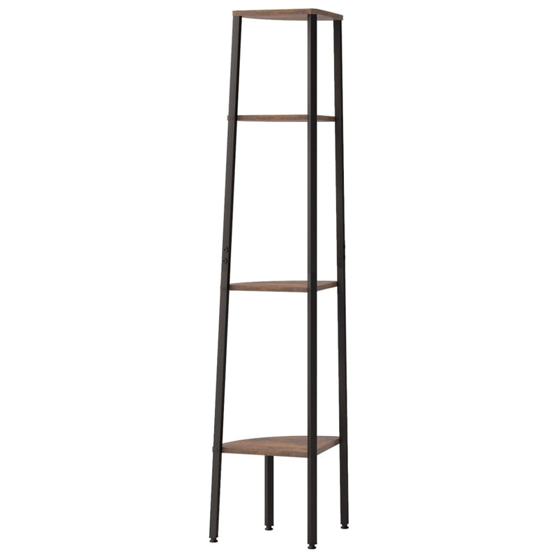 4-Tier Corner Shelf Dark Brown and Black 45.5x31.5x150 cm