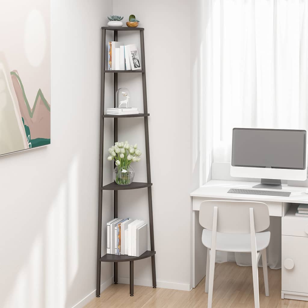 vidaXL Corner Shelf | Black | Engineered wood, steel 1