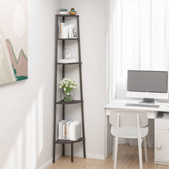 vidaXL Corner Shelf | Black | Engineered wood, steel 1